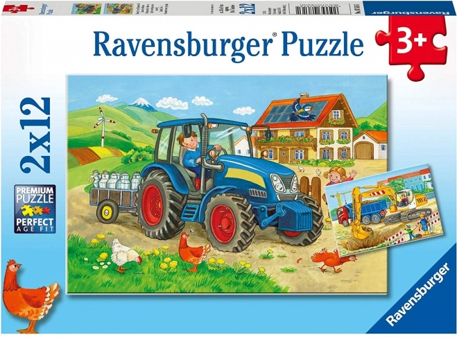Puzzel 2x12 stukjes Bouwplaats en boerderij