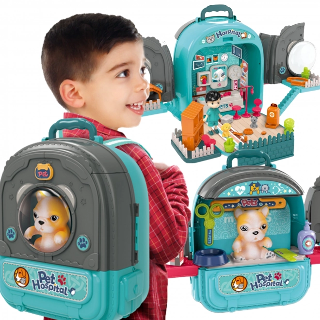 Woopie sac à dos vétérinaire avec maisonnettes et chien 3en1