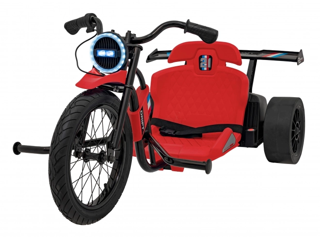 Kinderrit op driftende fiets rood
