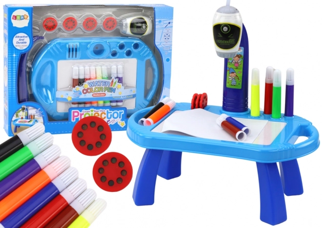 Tekentafel met projector blauw