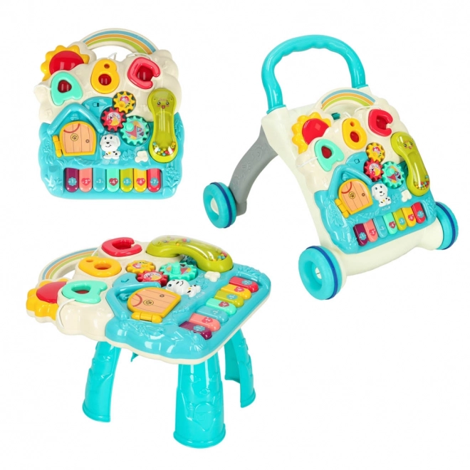 Kinder loopstoel/multifunctionele tafel 4-in-1 blauw