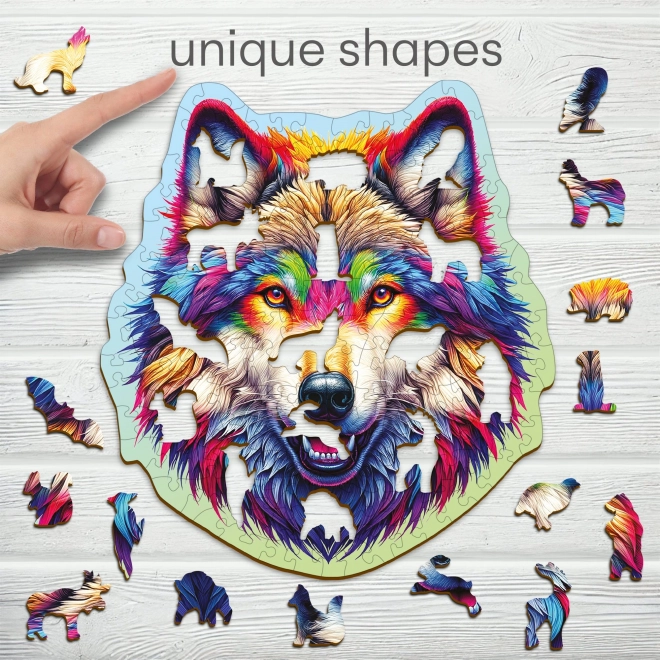 Houten puzzel Regenboog wolf 150 stukjes
