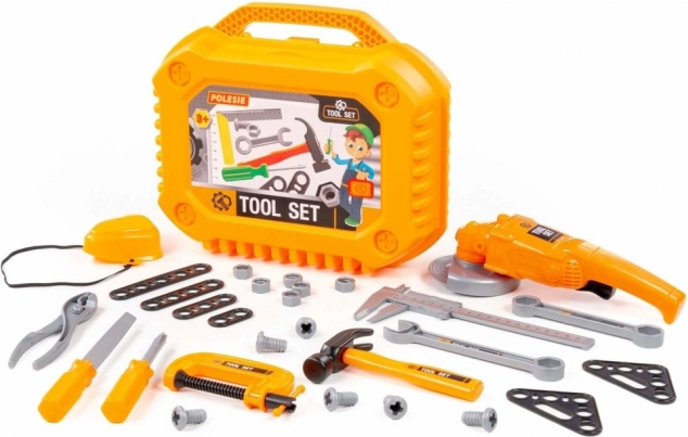 Kinder-Werkzeugkoffer 30-tlg. mit Schleifmaschine, orange