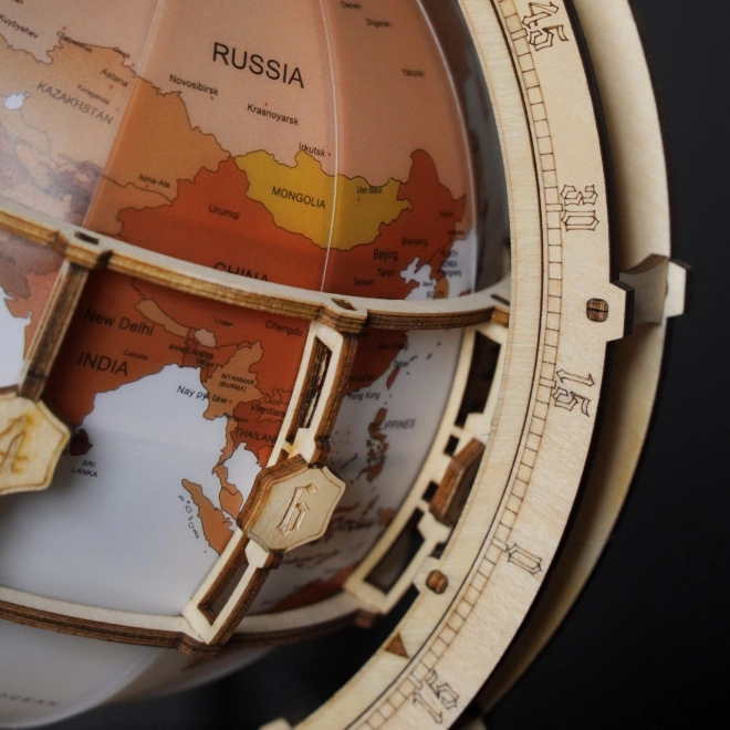 RoboTime 3D houten mechanische puzzel Verlichte globe