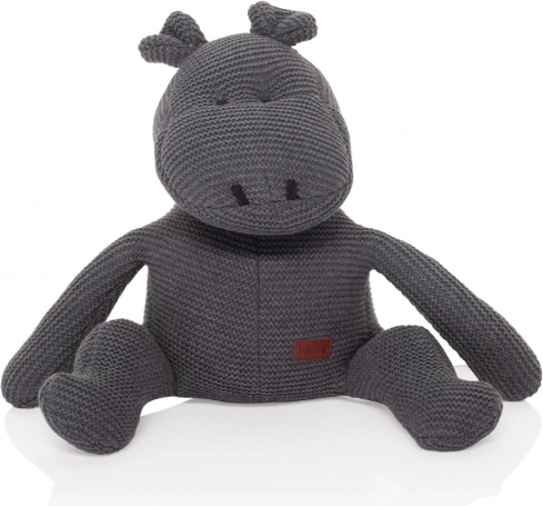 Knitted Toy Hippo, Dark Grey