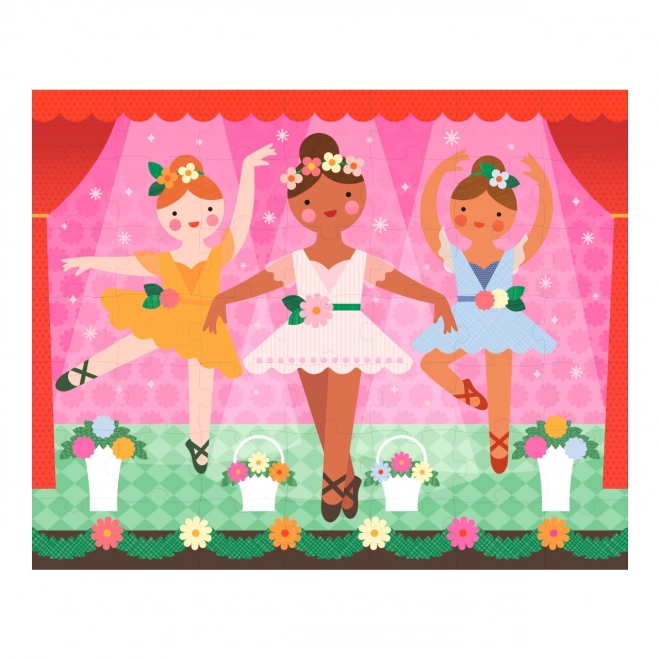 Petit Collage Dubbelzijdige puzzel 2 in 1 ballerina's