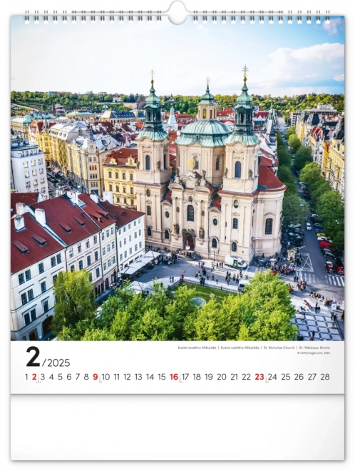 Muurkalender Praag 2025, 30 × 34 cm