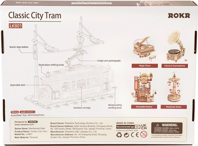 RoboTime 3D houten mechanische puzzel Tram