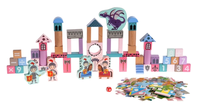 Pastelkleurig beschilderde houten blokken
