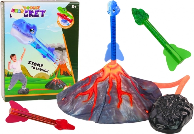 Play Set – Adjustable Dinosaur Rocket Launcher with Volcano