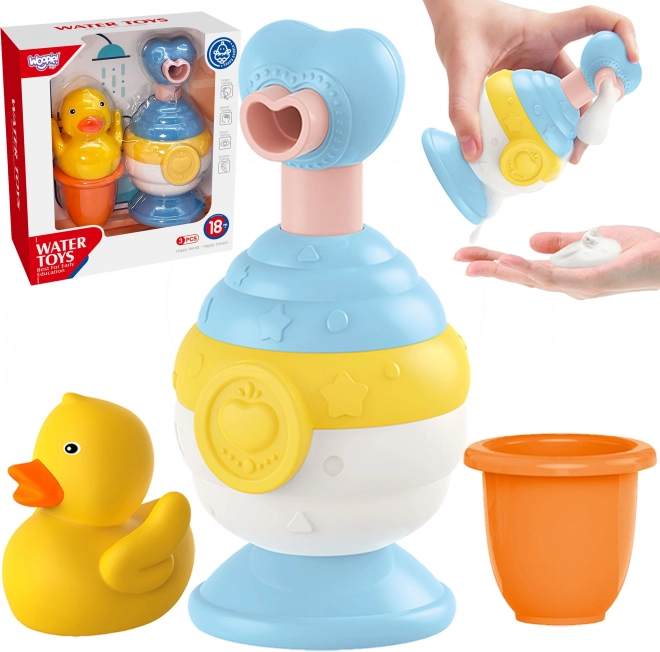 Woopie badspeelgoed voor kinderen met eendje en zeepschuim-dispenser