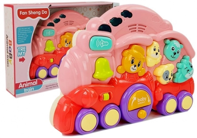 Interaktive rosa Lokomotive mit Tieren und Lichteffekten