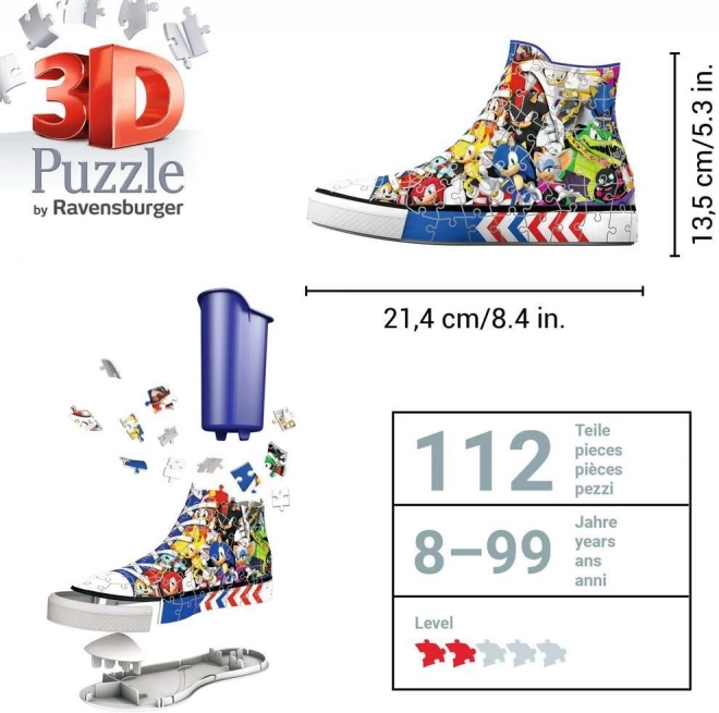 Ravensburger 3D Puzzle Sneaker Sonic the Hedgehog 112 Pieces