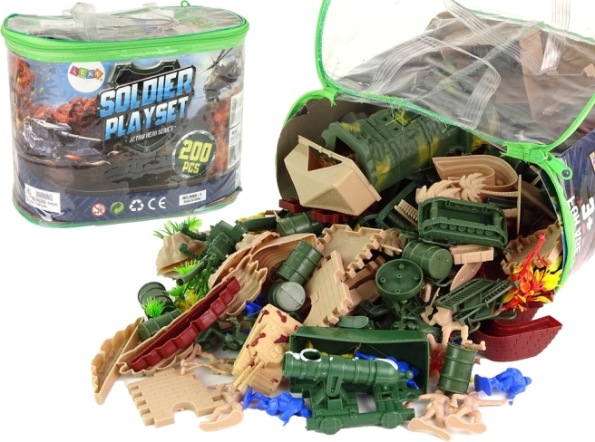 Militär-Set Figuren, Waffen und Fahrzeuge – 200 Teile