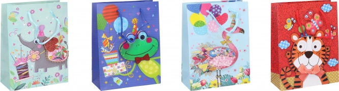 Sachet cadeau S pour enfant 23 × 18 × 8 cm avec animaux