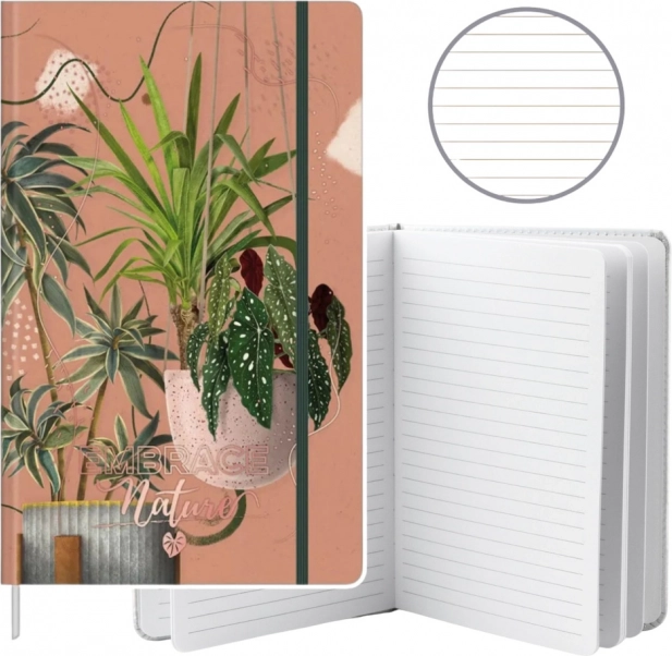 Notebook with Lines and Leaf Motif A5