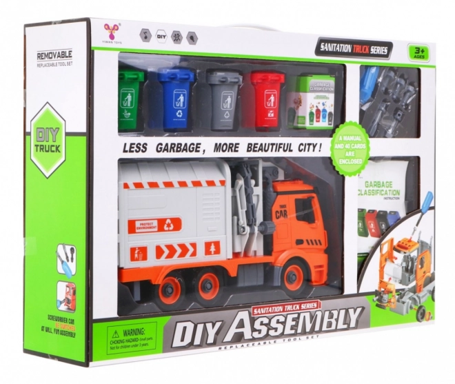 Interactieve vuilniswagen voor kinderen 3+ Leert over ecologie + 4 containers + afvalkaart