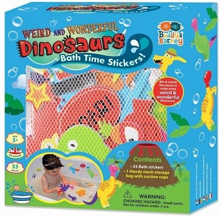 Autocollants de bain en mousse Dinosaures déjantés avec filet