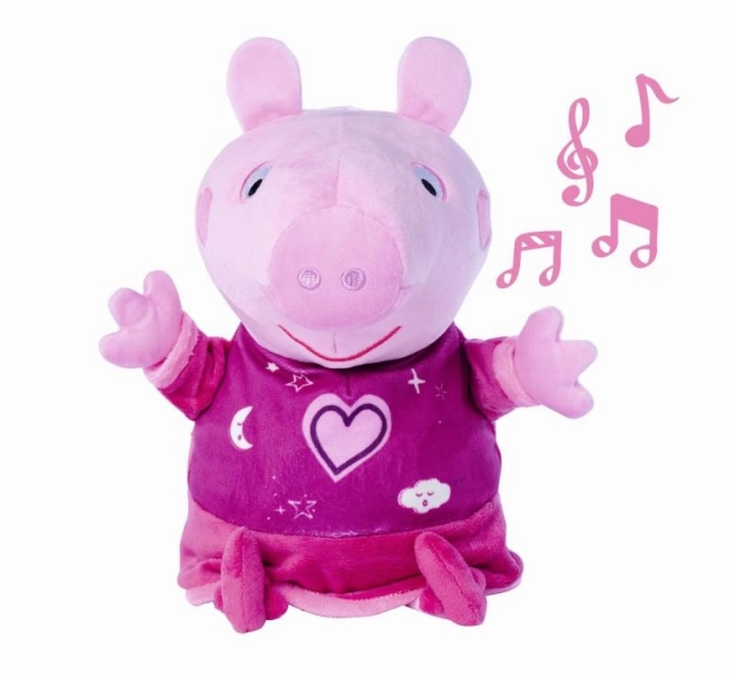Peppa Pig 2-in-1 pluchen slaapknuffel, speelt + licht, roze, 25 cm