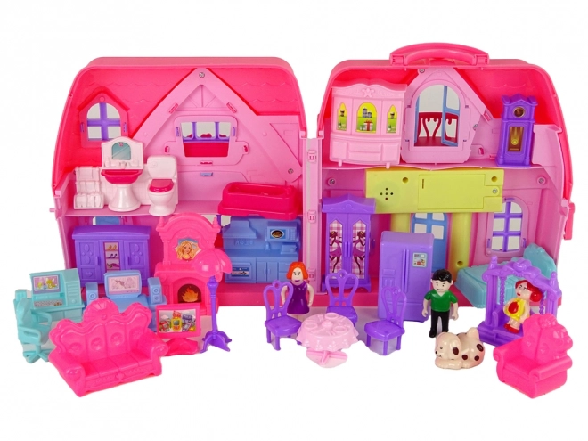 Villa Set met Verlichting Plastic Roze