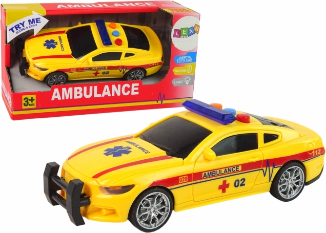 Sportambulance – licht en geluid, gele auto met vliegwiel