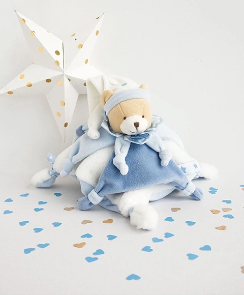 Doudou set plush teddy bear cuddle toy with cap