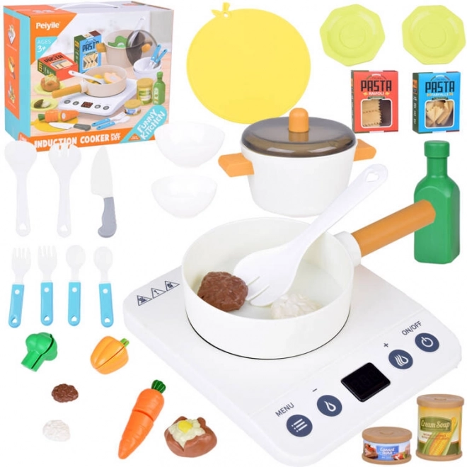 Kinderküche mit Induktionskochfeld und Zubehör