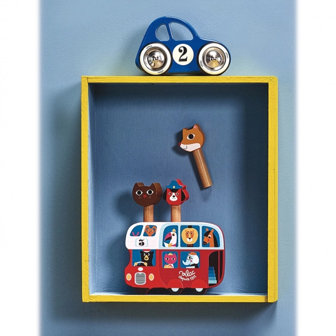 Holz Abschuss-Spiel Bus mit Tieren