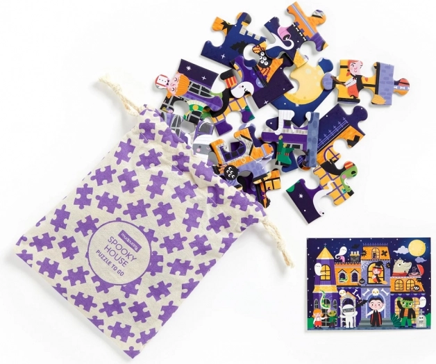 Puzzle Maison Hantée de Mudpuppy dans un sac en tissu