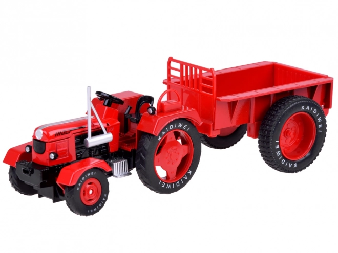 Rode metalen tractor met rubberen wielen 1:18