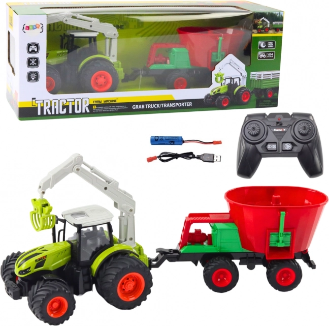 RC tractor with seeder and rotating grabber 2.4 GHz