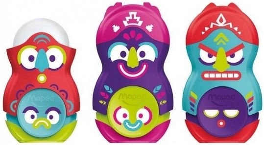 Maped puntenslijper met gum Loopy Totem, mix kleuren