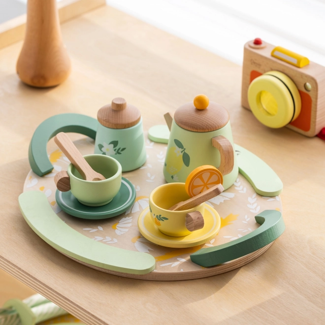 Holz Teeservice Set 14-teilig