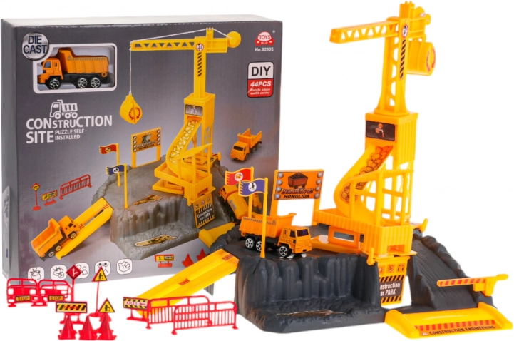 Construction set with crane and accessories for kids