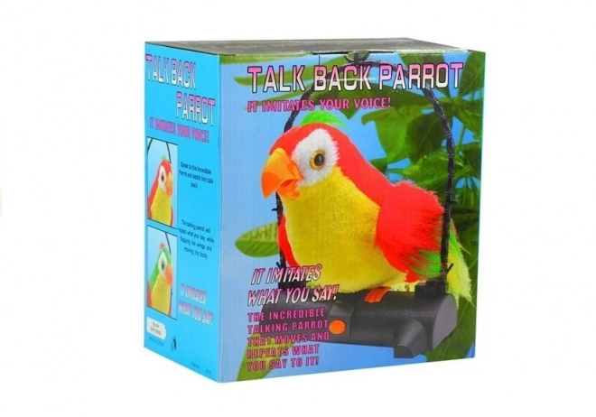 Papegaai Pleciuga Vogel herhaalt woorden rood