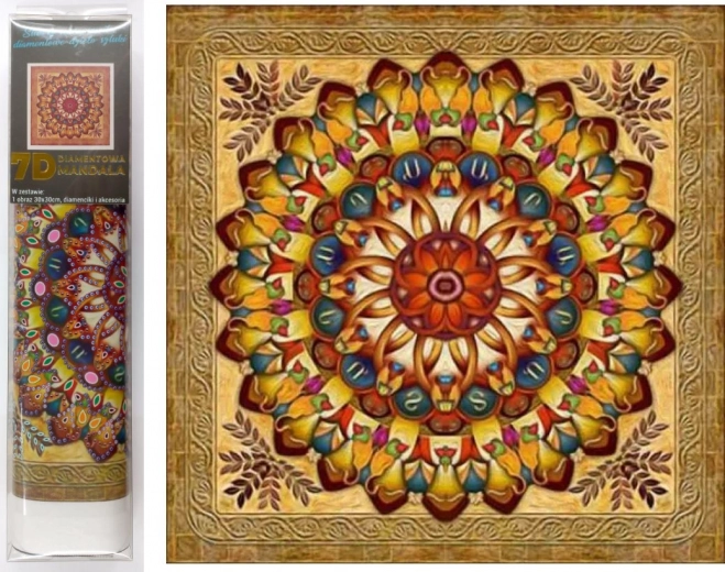 7D Diamond Painting – Golden Mandala 30 × 30 cm