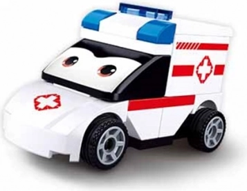 Sluban opwindautootje Ambulance met oogjes