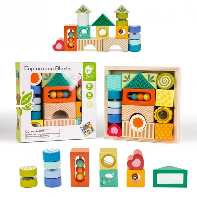 Classic World Wooden Sensory Blocks Montessori Set