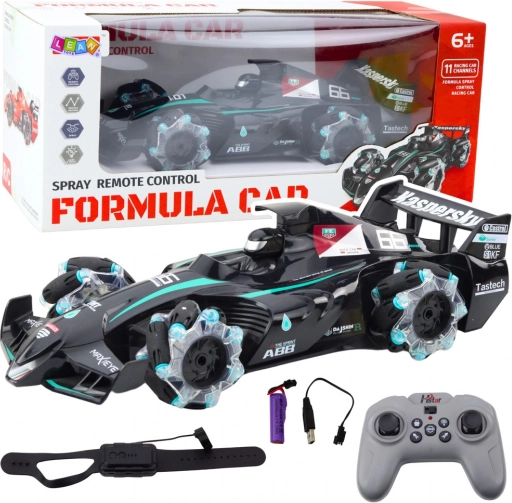 Racing RC Car with Smoke Effect and LED Lighting Black