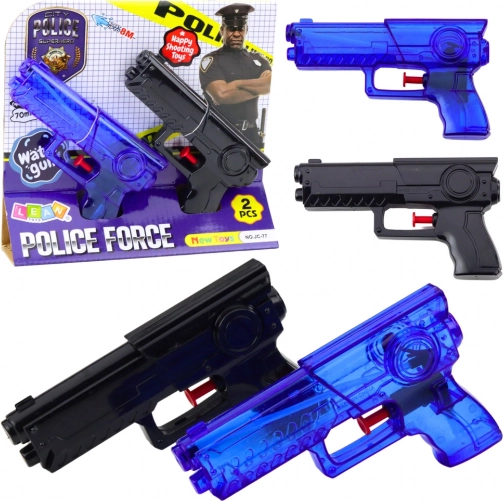 Set waterpistolen Politie blauw zwart 2 stuks