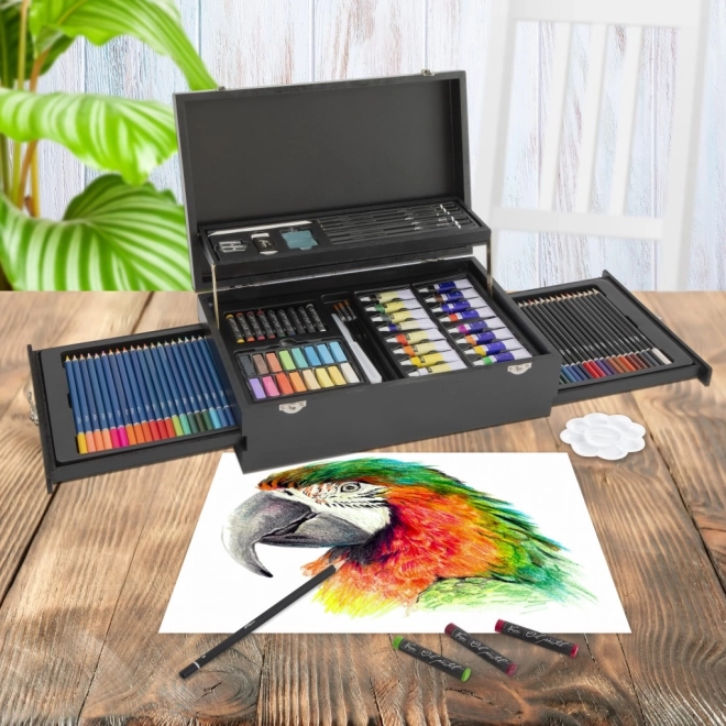 Schilderset in houten etui met niveaus