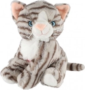 Plush sitting cat 20 cm with sound, tabby