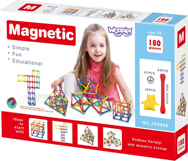 Woopie magnetische bouwblokken Creatieve puzzel 180 stuks