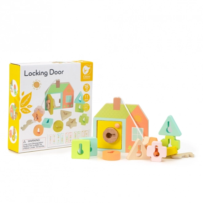 Classic World Montessori houten kralen rijgen sleutels en deuren 11 stuks