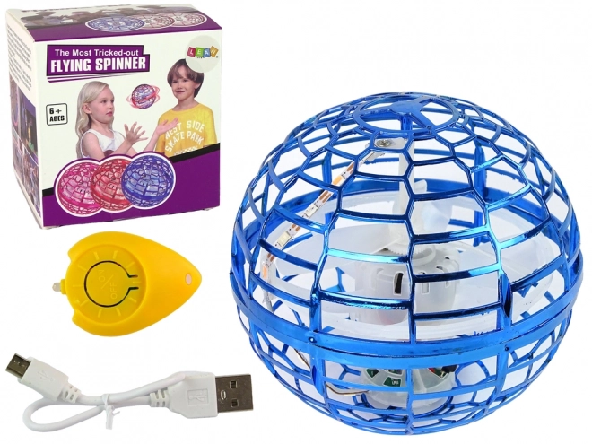 Vliegende draaiende bal blauw Flynova LED 10 cm