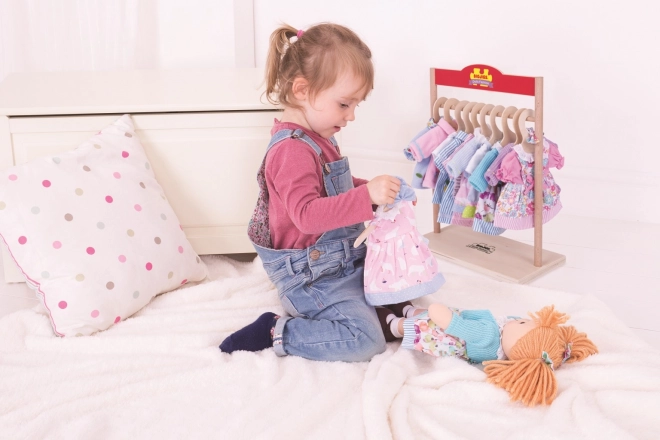 Bigjigs Toys Blauwe jasje met hoed voor pop 28 cm