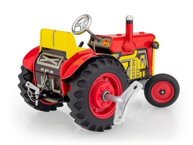 Tractor Zetor met aanhanger rood op sleutel metaal 28cm Kovap in doos