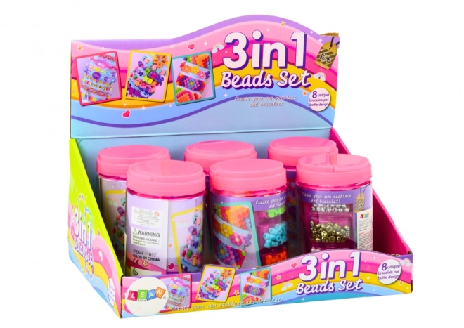 Perlen-Set im Glas für die Schmuckherstellung 3in1