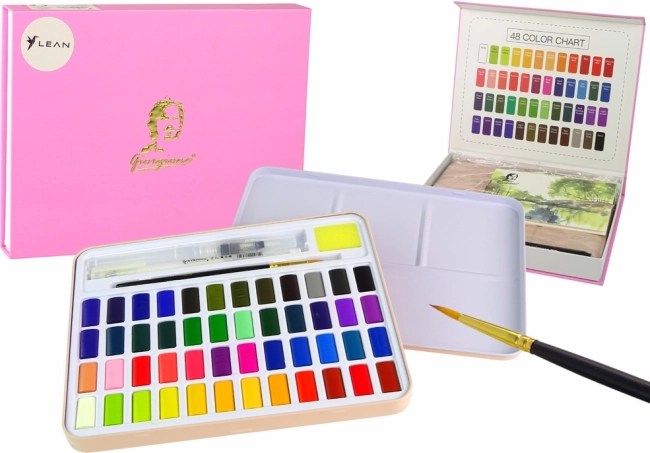 Set d’artiste avec 48 aquarelles et accessoires