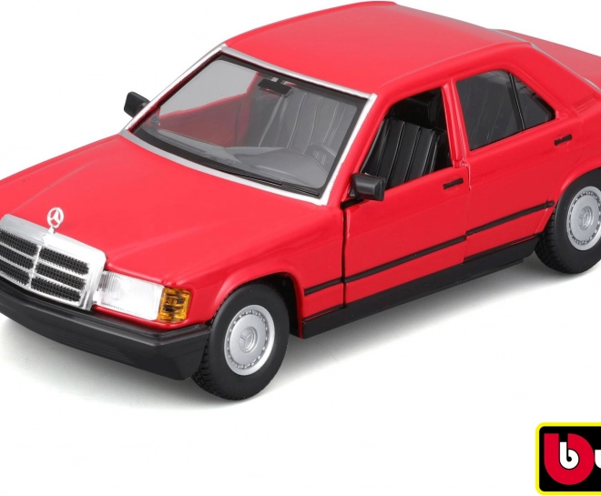 Metal Model Car Bburago 1:24 Plus 1987 Mercedes-Benz 190E Red